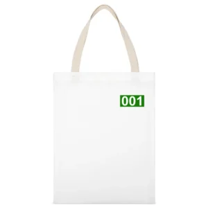 001 Squid Game Player Halloween Costume White Canvas Tote Shopping Bag