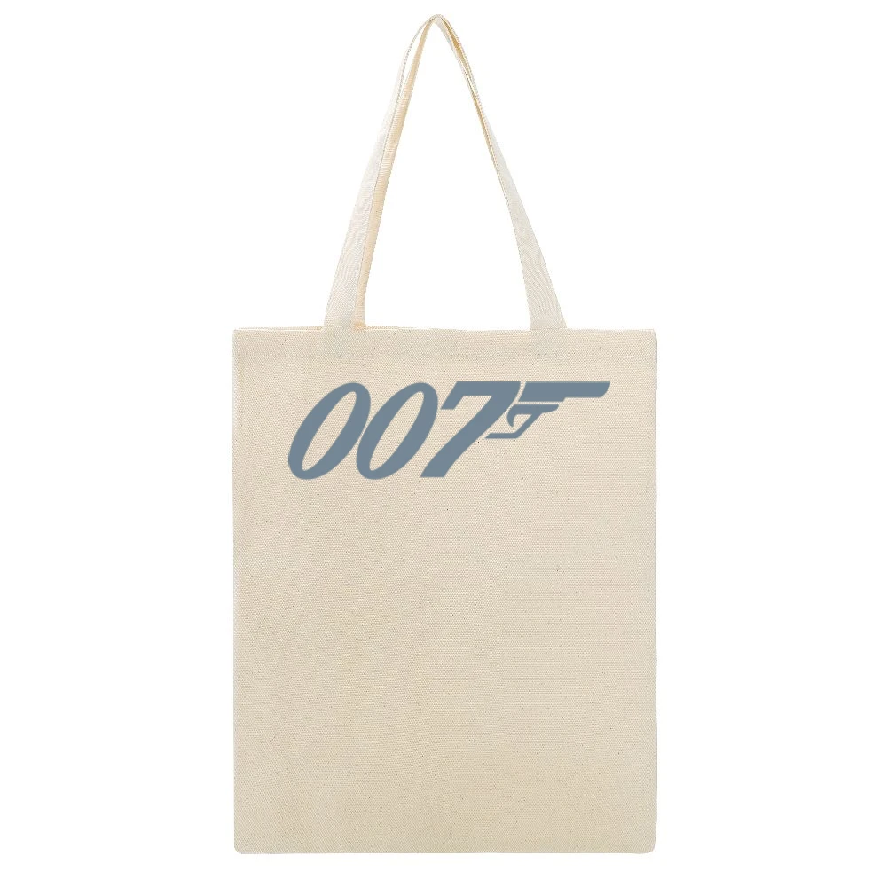 007 James bond England Special Agent movie Spionase Beige Canvas Tote Shopping Bag