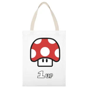 1 up Super Mario Retro White Canvas Tote Shopping Bag