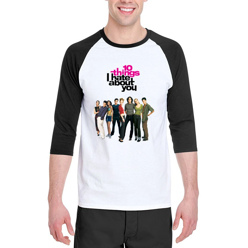 10 Things I Hate About You Fun Popular 90s Vintage Movie Poster Graphi Men 3/4 Sleeve T-Shirt