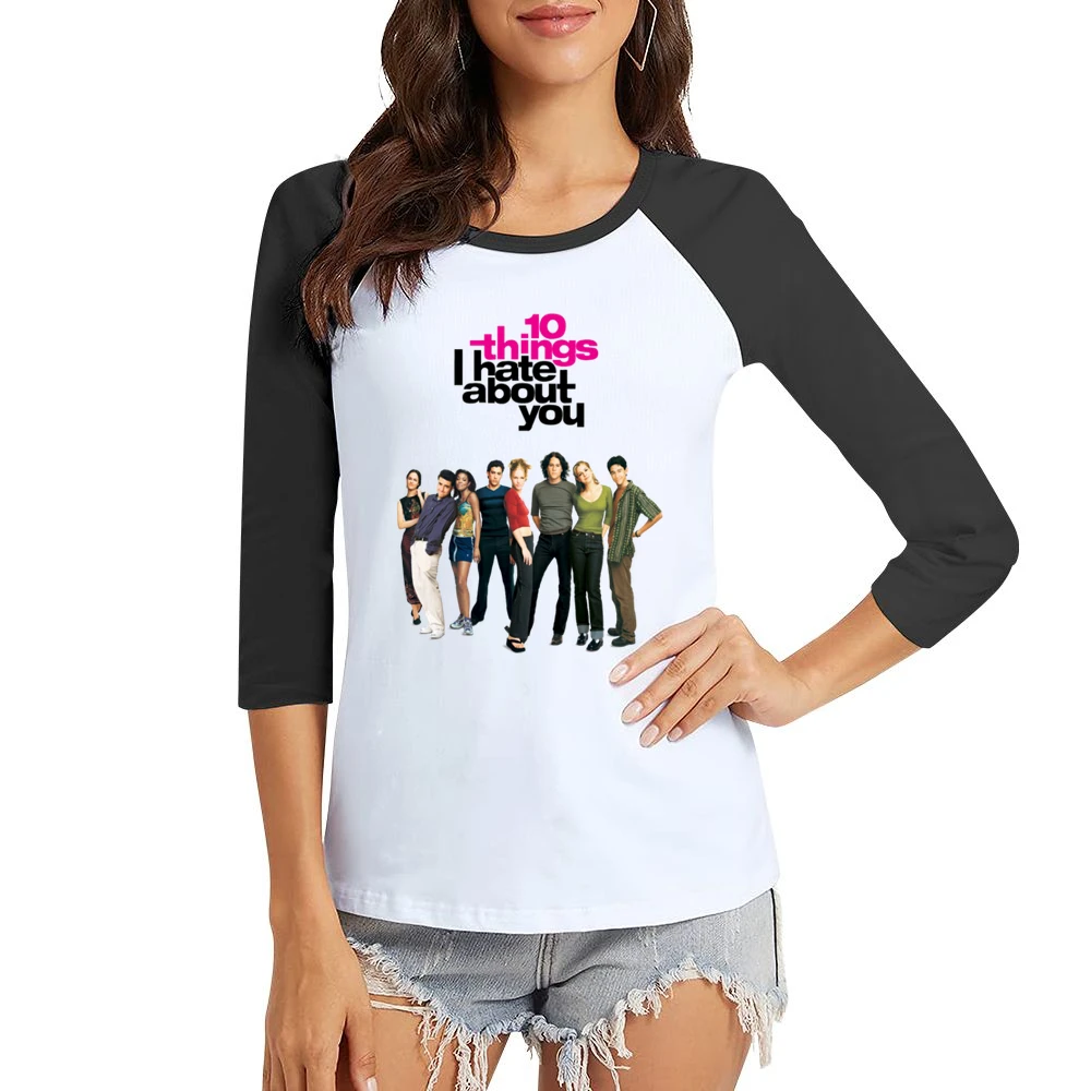 10 Things I Hate About You Fun Popular 90s Vintage Movie Poster Graphi Women Ladies 3-4 Sleeve T-Shirt