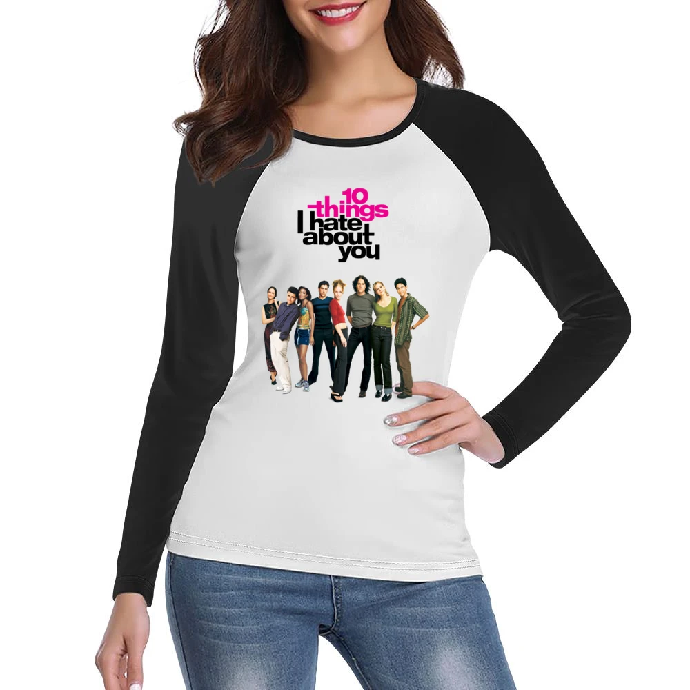 10 Things I Hate About You Fun Popular 90s Vintage Movie Poster Graphi Women Ladies Long Sleeve T-Shirt