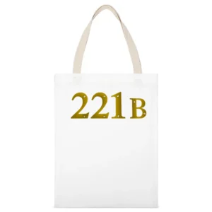 221B Apartment Number Fun Sherlock Holmes Graphic White Canvas Tote Shopping Bag