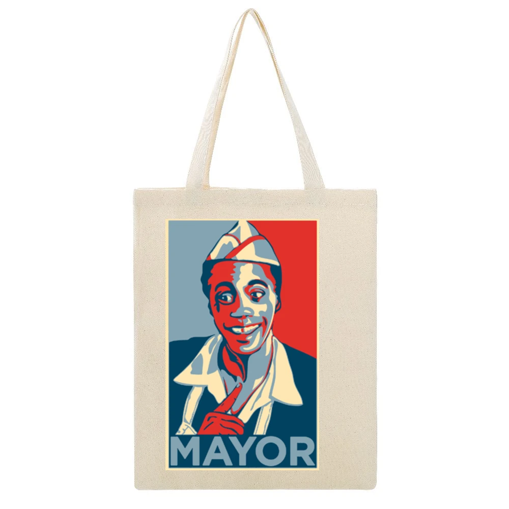 80's Classic -Back to the Future - Mayor Goldie Wilson Hope Beige Canvas Tote Shopping Bag
