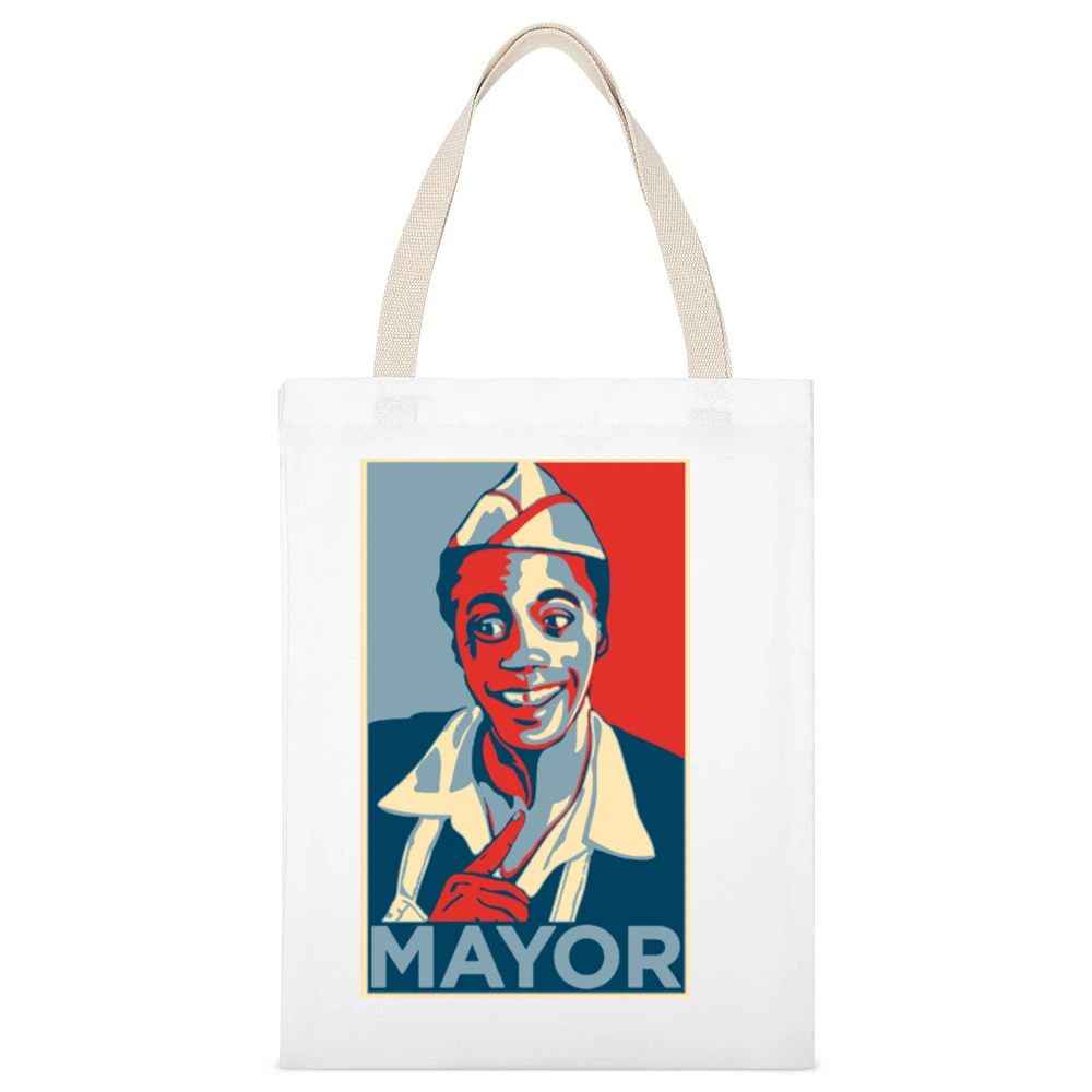 80's Classic -Back to the Future - Mayor Goldie Wilson Hope White Canvas Tote Shopping Bag