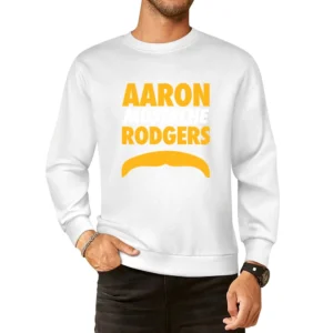 Aaron Rodgers Mustache Green Bay Football Funny European Size Pullover Sweater