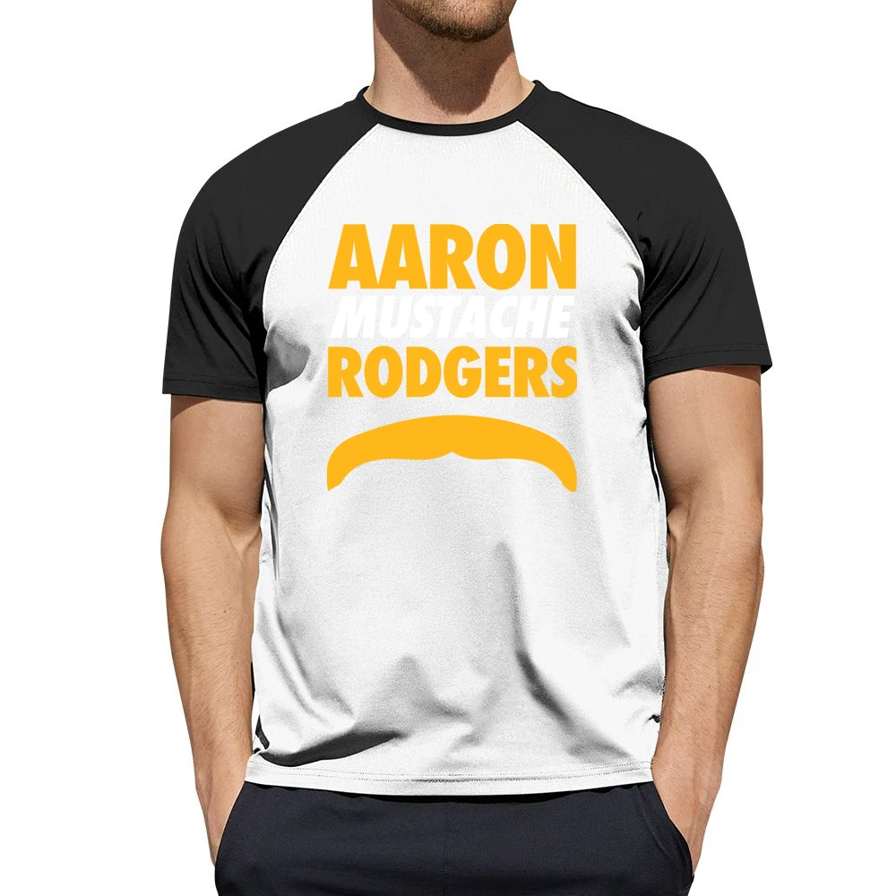 Aaron Rodgers Mustache Green Bay Football Funny Men Short Sleeve T-Shirt