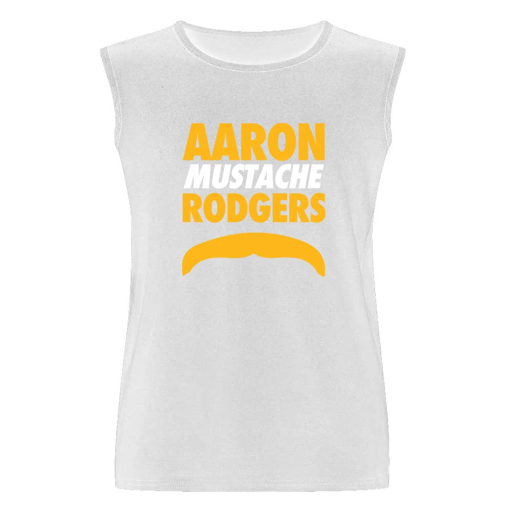 Aaron Rodgers Mustache Green Bay Football Funny Men Sleeveless T-Shirt