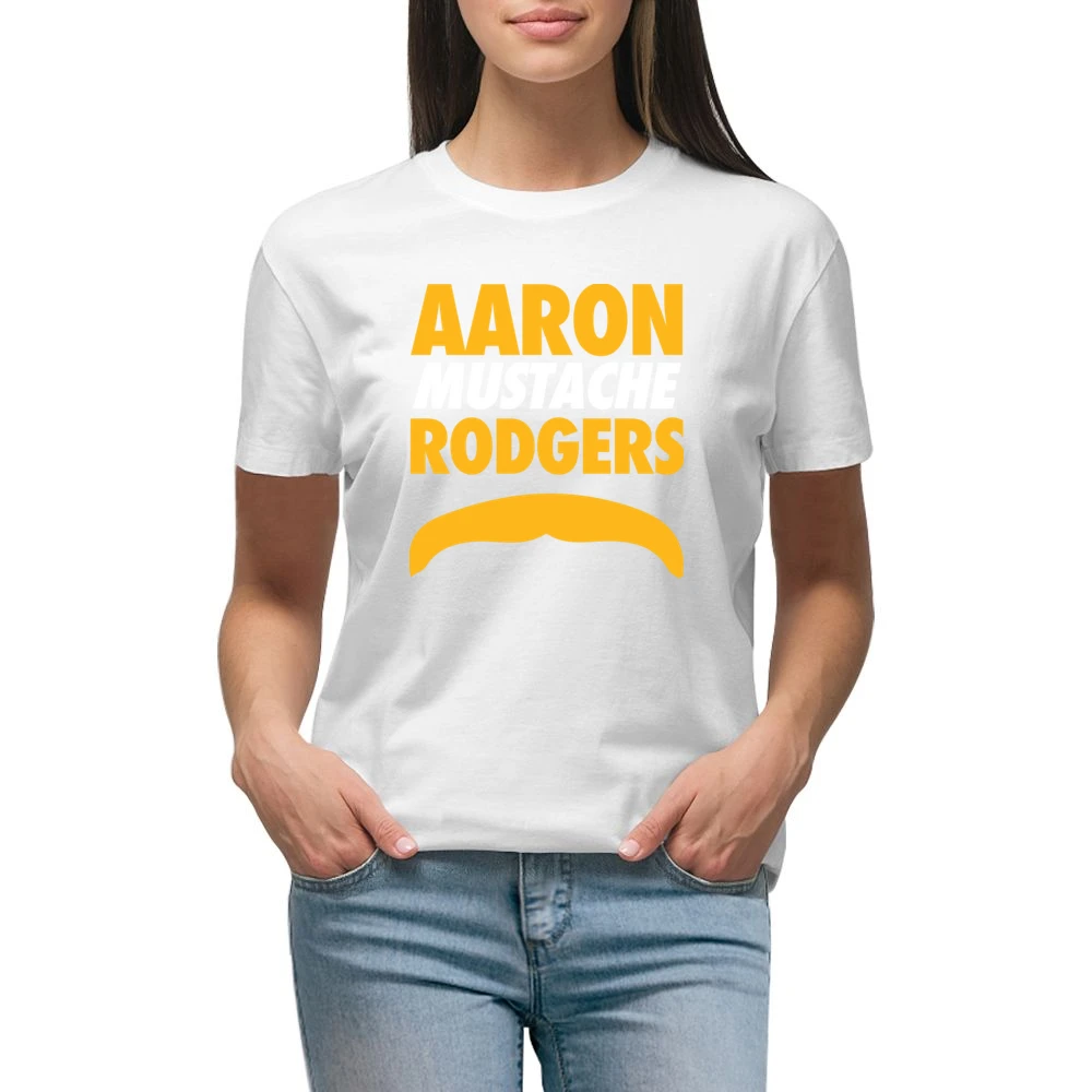Aaron Rodgers Mustache Green Bay Football Funny Premium Women Ladies T-shirt
