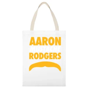 Aaron Rodgers Mustache Green Bay Football Funny White Canvas Tote Shopping Bag
