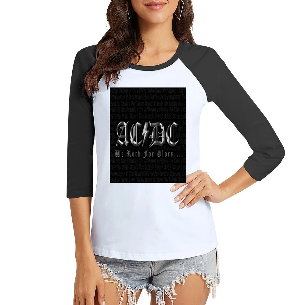 Ac Dc Tshirt Women Ladies 3-4 Sleeve T-Shirt