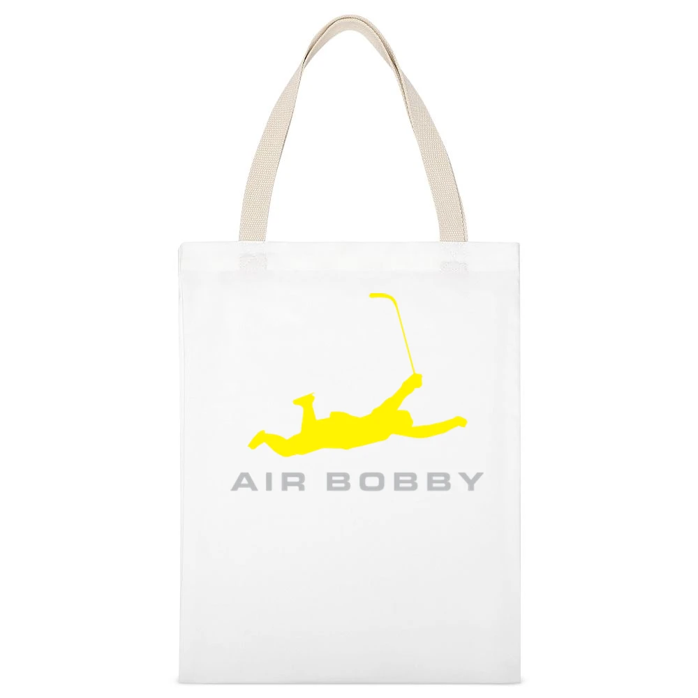 Air Bobby Orr Funny Boston Bruins Hockey Legend Sports White Canvas Tote Shopping Bag