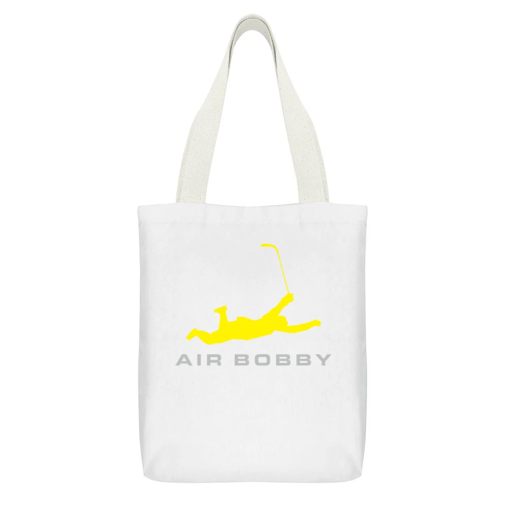 Air Bobby Orr Funny Boston Bruins Hockey Legend Sports White Canvas Tote Shopping Bag With Interior Pocket
