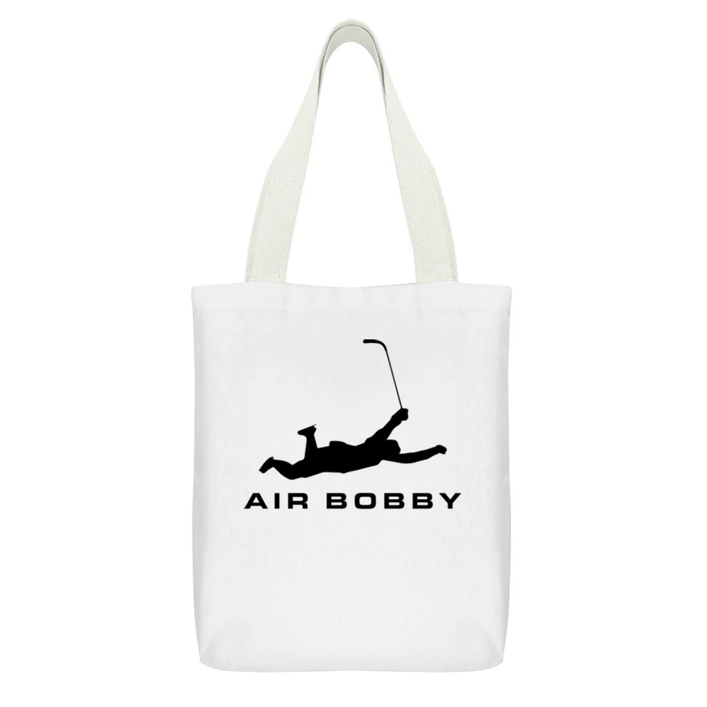 Air Bobby Orr Funny Boston Bruins Hockey Legend Sports White Canvas Tote Shopping Bag With Interior Pocket