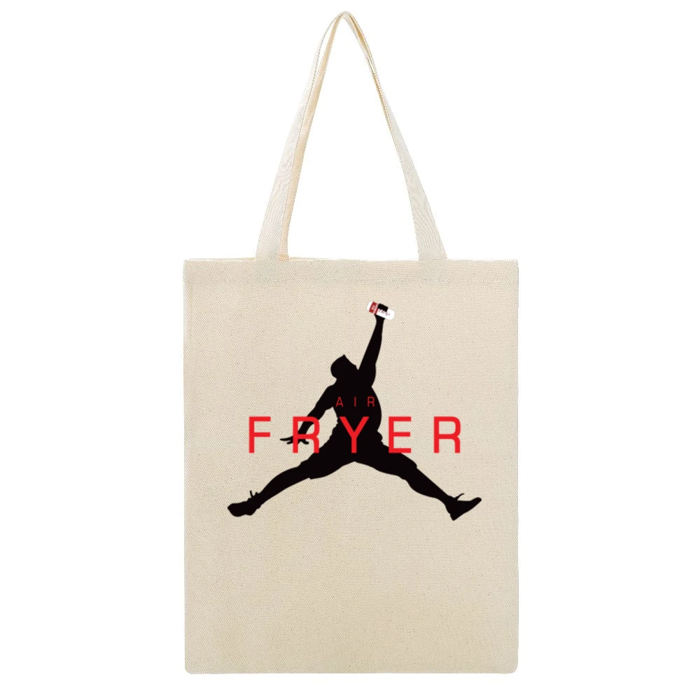 Air Fryer Parody Black Logo Beige Canvas Tote Shopping Bag