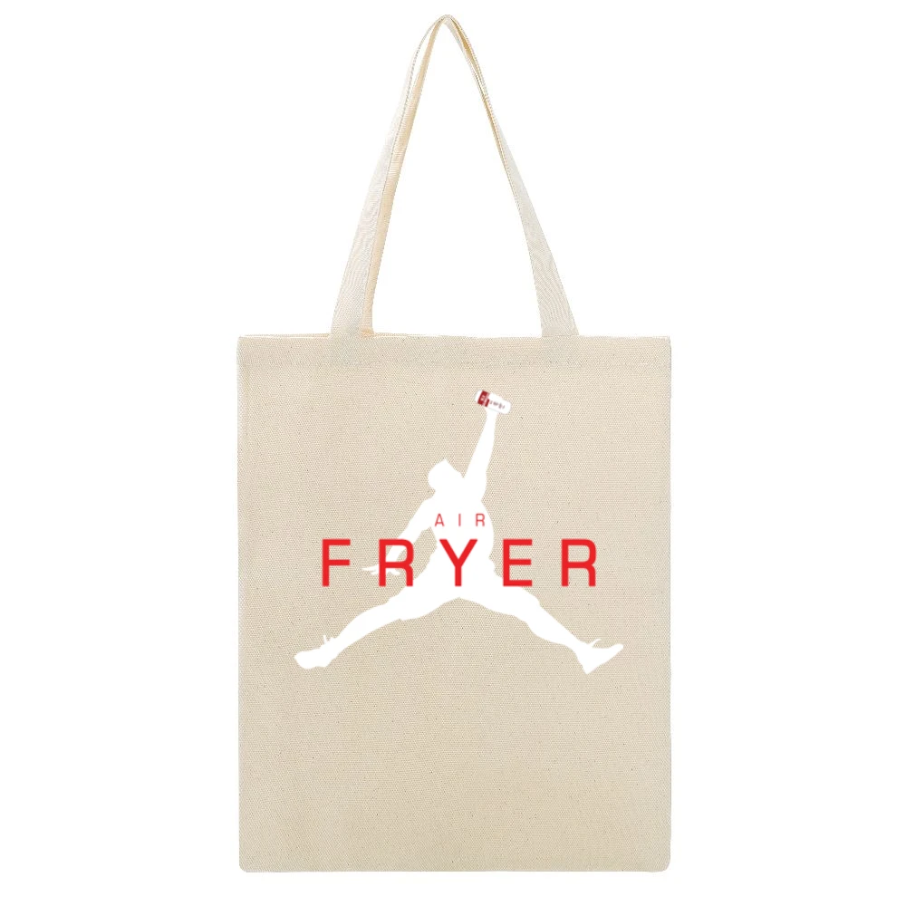 Air Fryer Parody White Logo Beige Canvas Tote Shopping Bag
