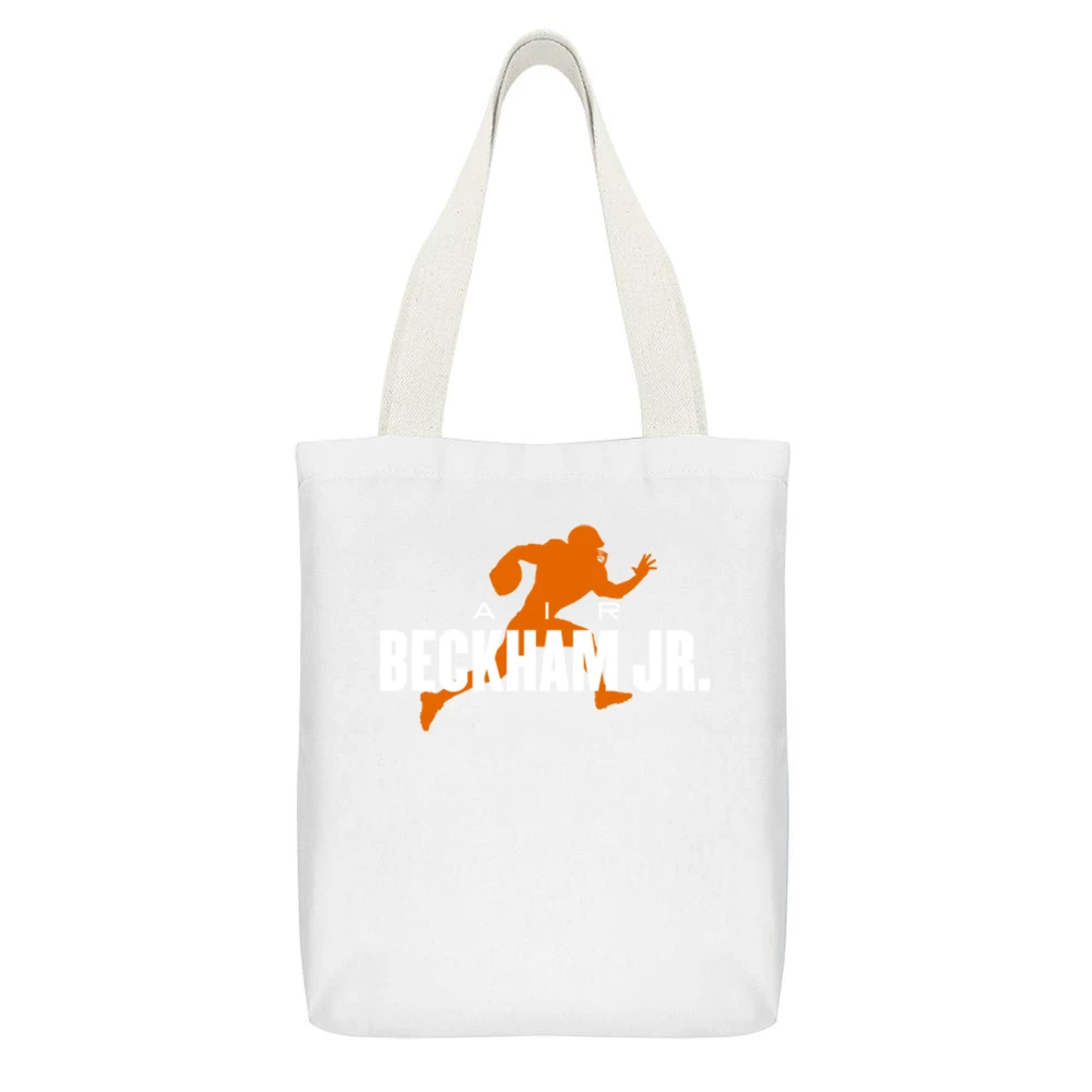 Air Odell Beckham Jr Obj Cleveland Football Fan Parody White Canvas Tote Shopping Bag With Interior Pocket