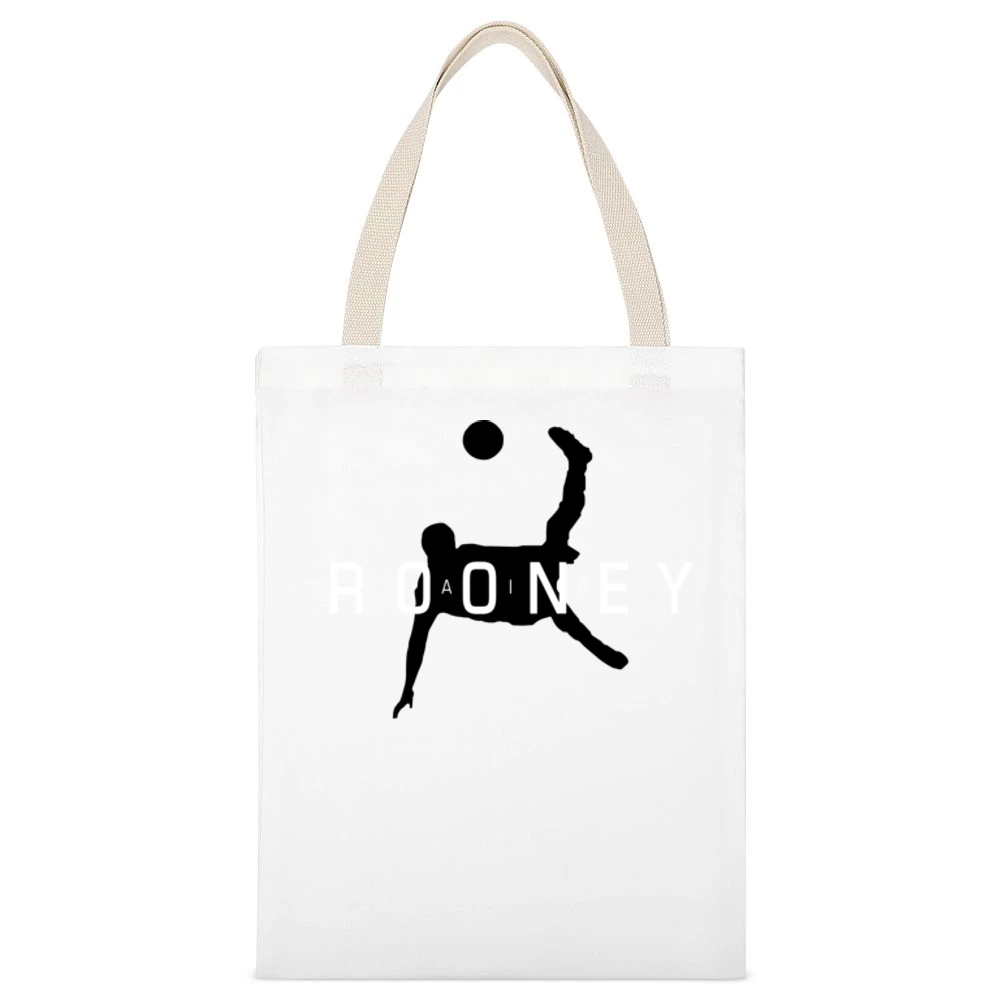Air Wayne Rooney Funny Manchester United Soccer Sports White Canvas Tote Shopping Bag