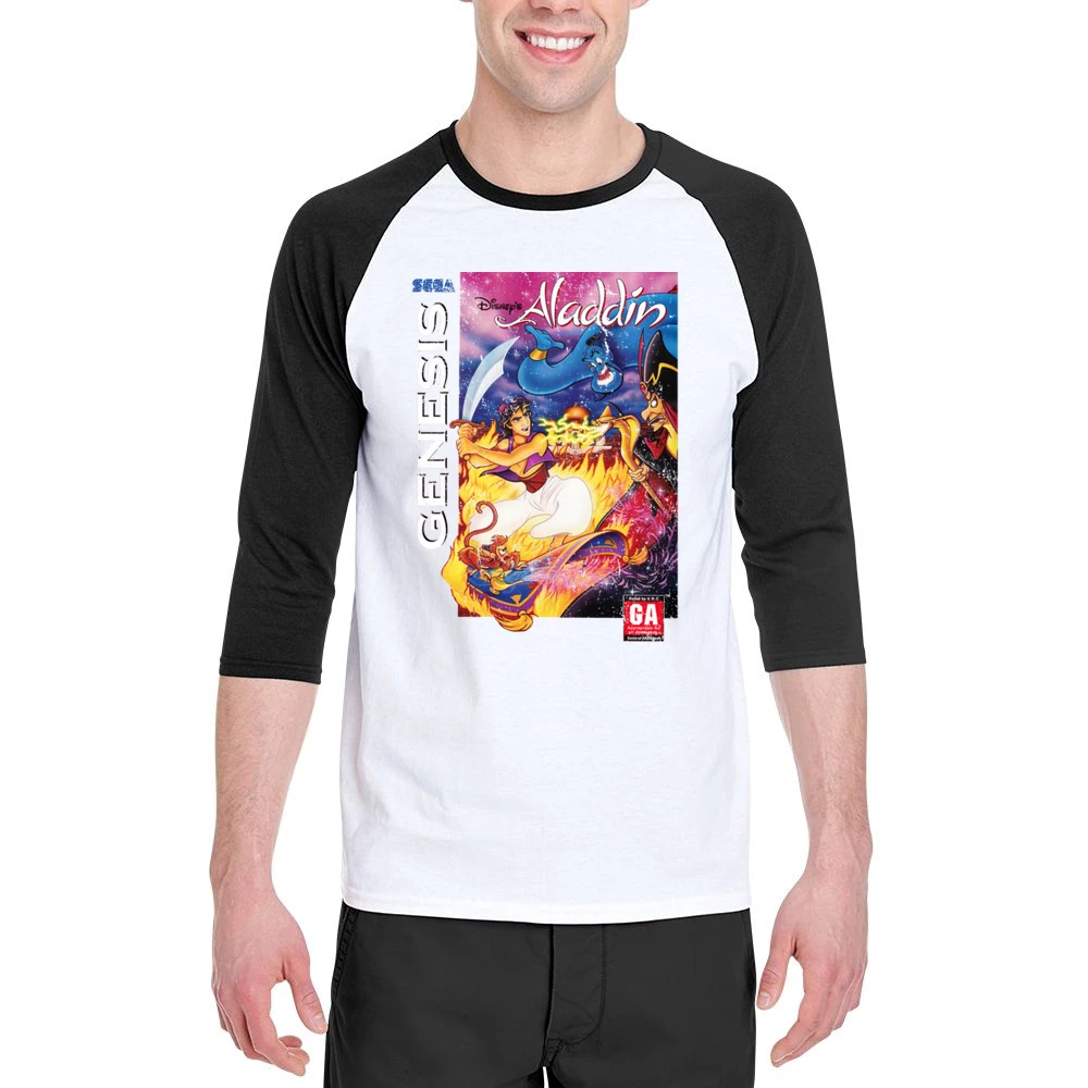 Aladdin Sega Genesis Old School Retro Video Game Fan Distressed T Shir Men 3/4 Sleeve T-Shirt