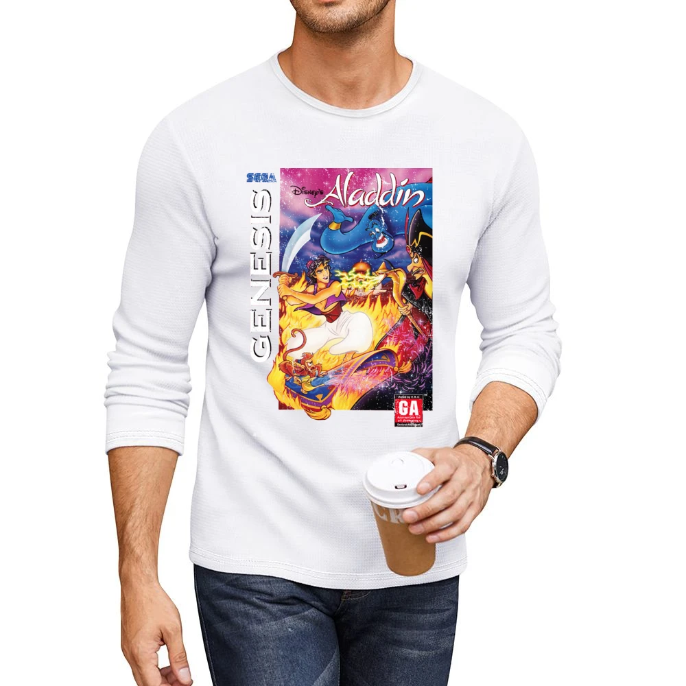 Aladdin Sega Genesis Old School Retro Video Game Fan Distressed T Shir Men CrewNeck Long Sleeve T-Shirt