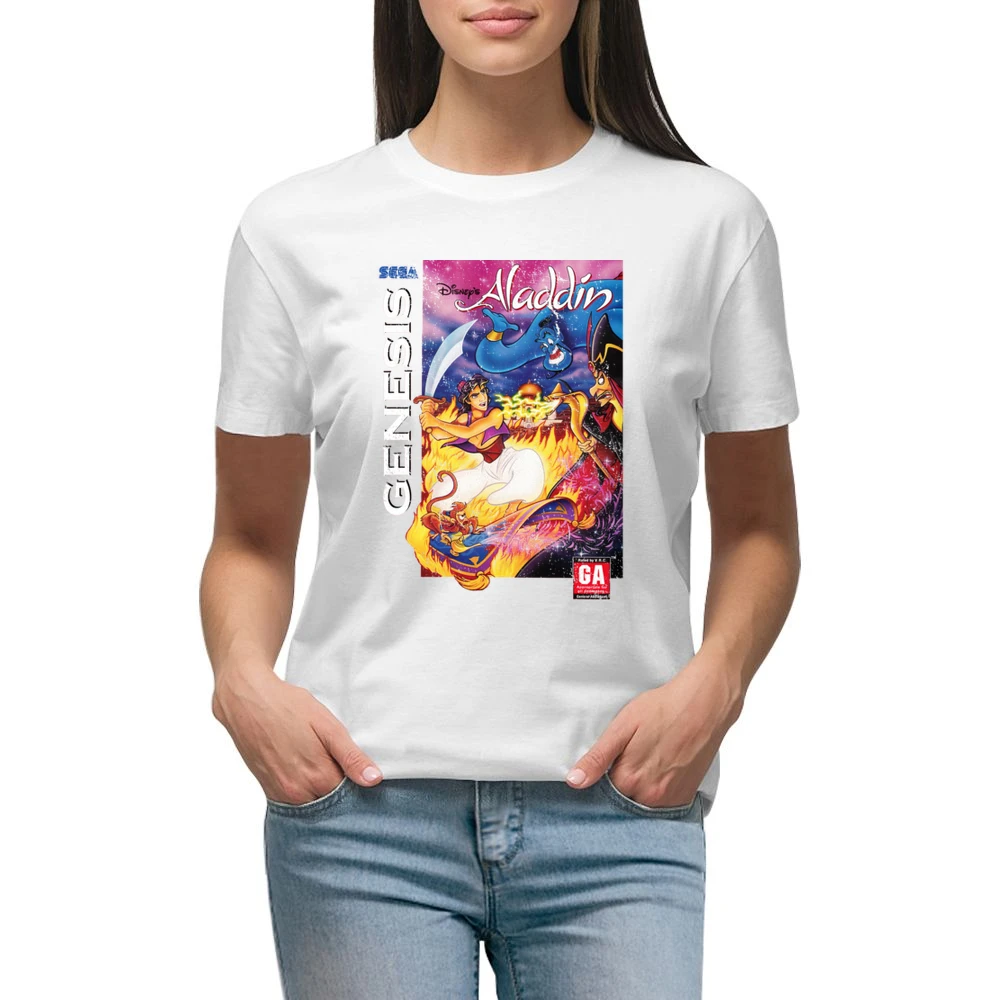 Aladdin Sega Genesis Old School Retro Video Game Fan Distressed T Shir Premium Women Ladies T-shirt