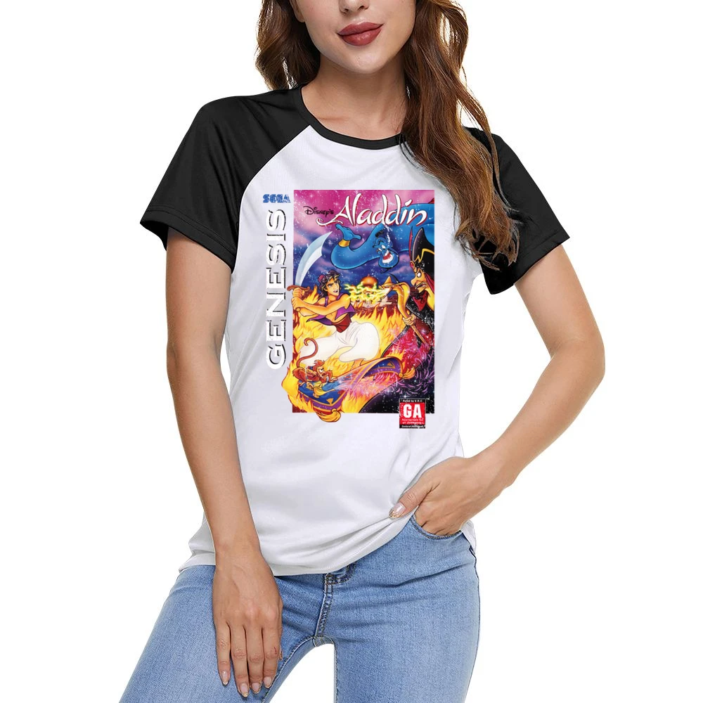 Aladdin Sega Genesis Old School Retro Video Game Fan Distressed T Shir Women Ladies Short Sleeve T-Shirt