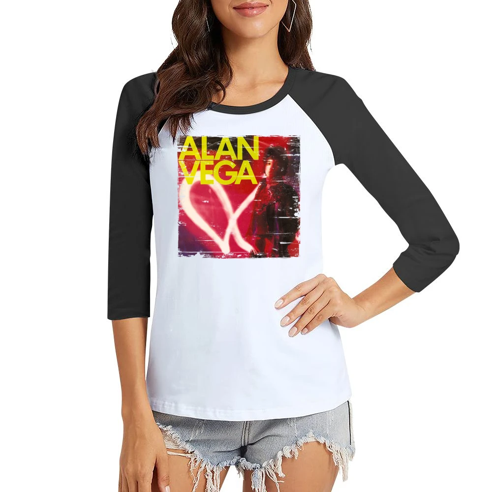 Alan Vega Alan Vega Album Cover Distressed Image Women Ladies 3-4 Sleeve T-Shirt