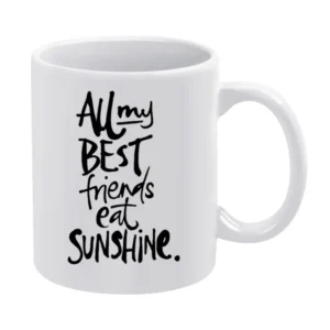 All My Best Friends Eat Sunshine Fun Graphic Tee Shirt White Mug