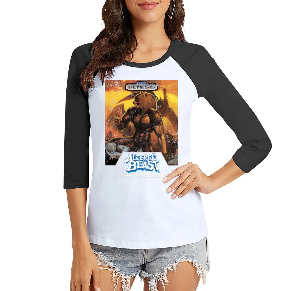 Altered Beast Sega Genesis Old School Retro Video Game Fan Distressed Women Ladies 3-4 Sleeve T-Shirt