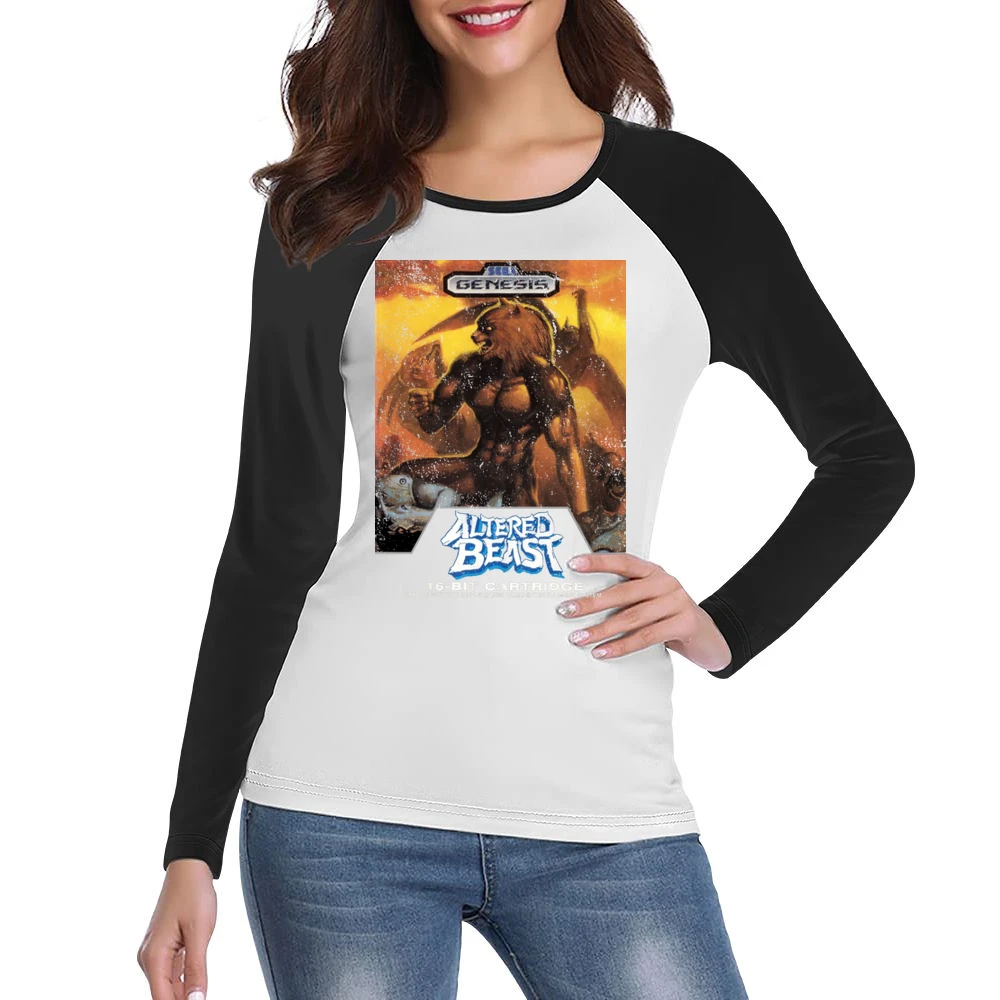 Altered Beast Sega Genesis Old School Retro Video Game Fan Distressed Women Ladies Long Sleeve T-Shirt