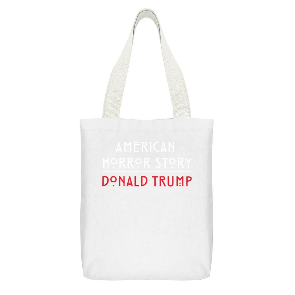 American Horror Story Donald Trump Funny TV Parody White Canvas Tote Shopping Bag With Interior Pocket
