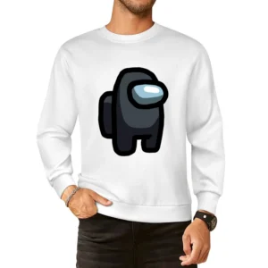 Among Us Black Character Fun Video Game Fan European Size Pullover Sweater
