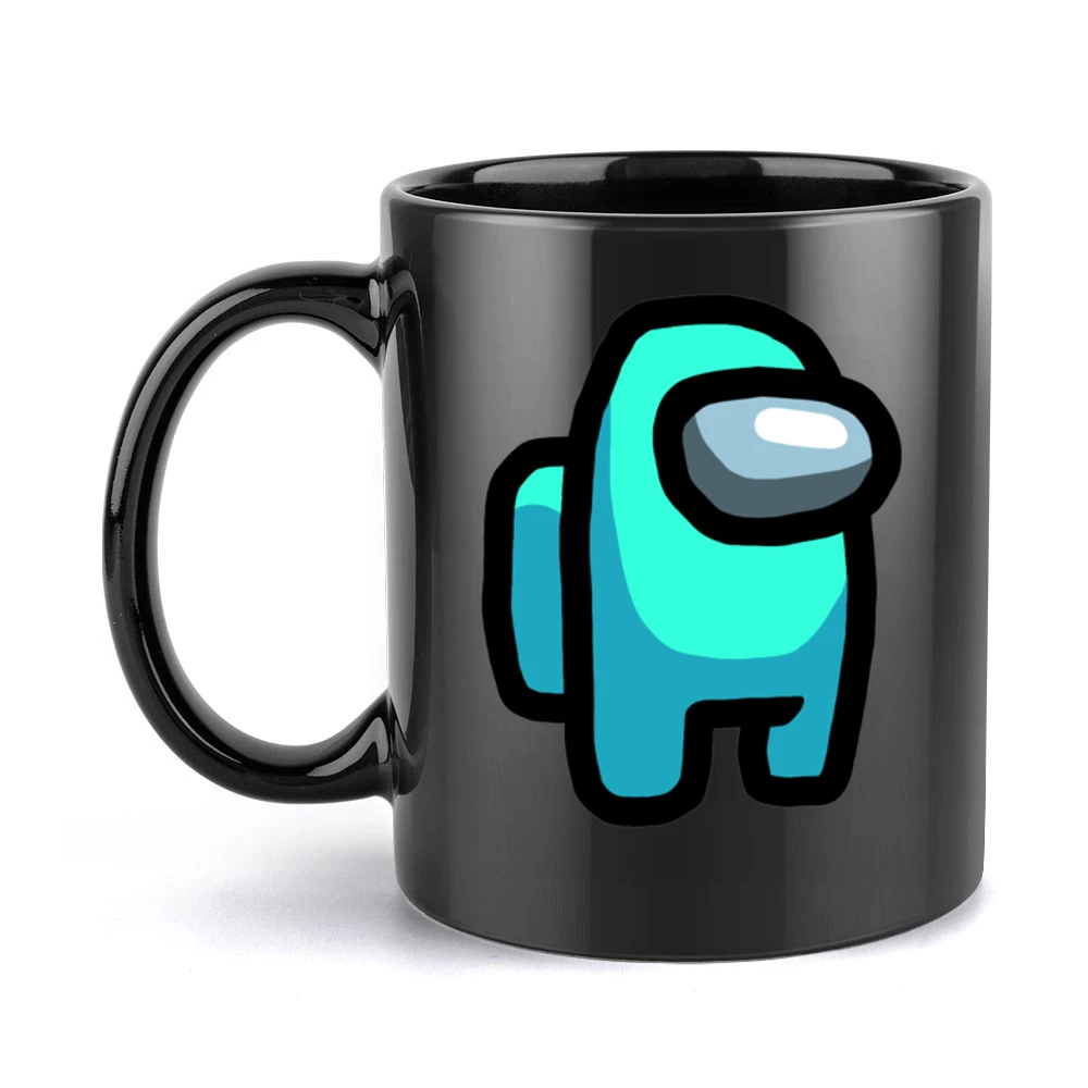 Among Us Cyan Character Fun Video Game Fan Black Mug