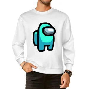 Among Us Cyan Character Fun Video Game Fan European Size Pullover Sweater