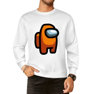 Among Us Orange Character Fun Video Game Fan European Size Pullover Sweater