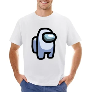 Among Us White Character Fun Video Game Fan Asian Size Men T-Shirt