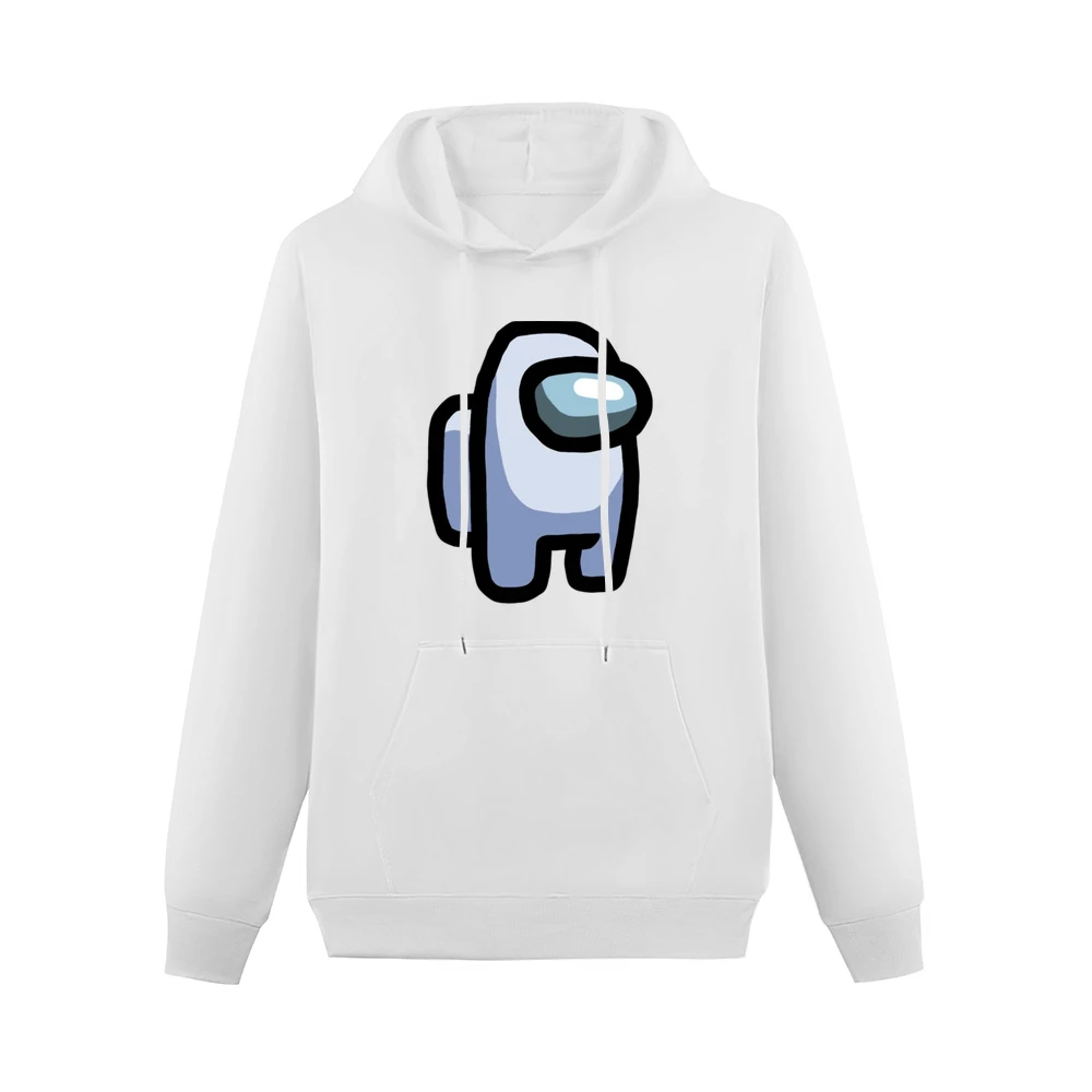 Among Us White Character Fun Video Game Fan Men Hoodie With Pocket