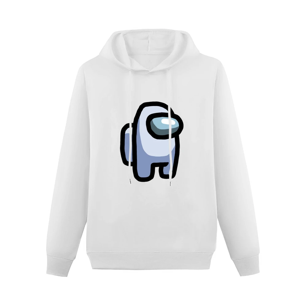 Among Us White Character Fun Video Game Fan Men Hoodie Without Pocket