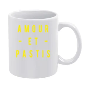 Amour Et Pastis Fun Love French Graphic Tee Shirt White Mug