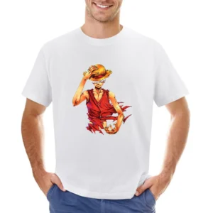 Angry serious Monkey D Luffy straw hat One Piece Pirate king Asian Size Men T-Shirt