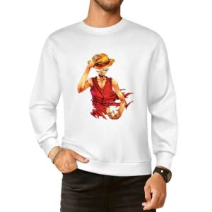 Angry serious Monkey D Luffy straw hat One Piece Pirate king European Size Pullover Sweater