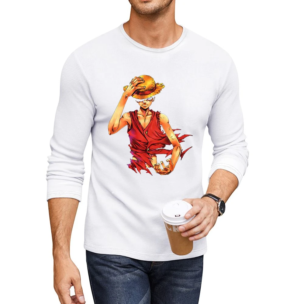 Angry serious Monkey D Luffy straw hat One Piece Pirate king Men CrewNeck Long Sleeve T-Shirt