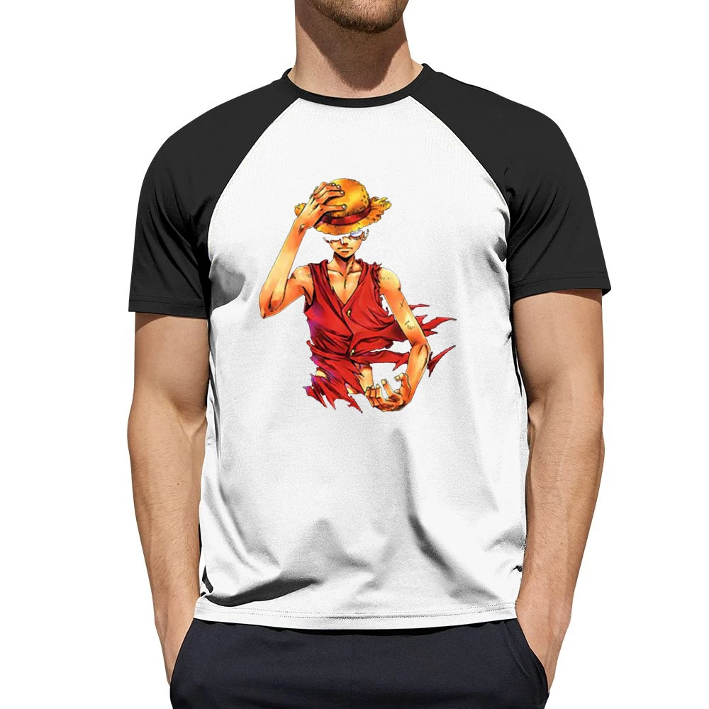 Angry serious Monkey D Luffy straw hat One Piece Pirate king Men Short Sleeve T-Shirt