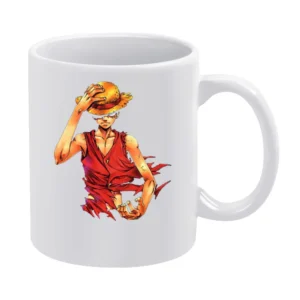 Angry serious Monkey D Luffy straw hat One Piece Pirate king White Mug