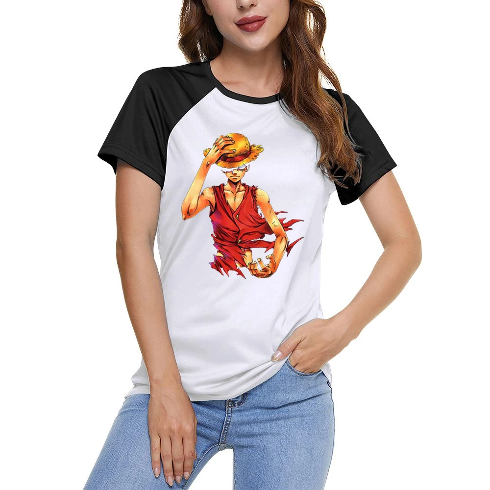 Angry serious Monkey D Luffy straw hat One Piece Pirate king Women Ladies Short Sleeve T-Shirt