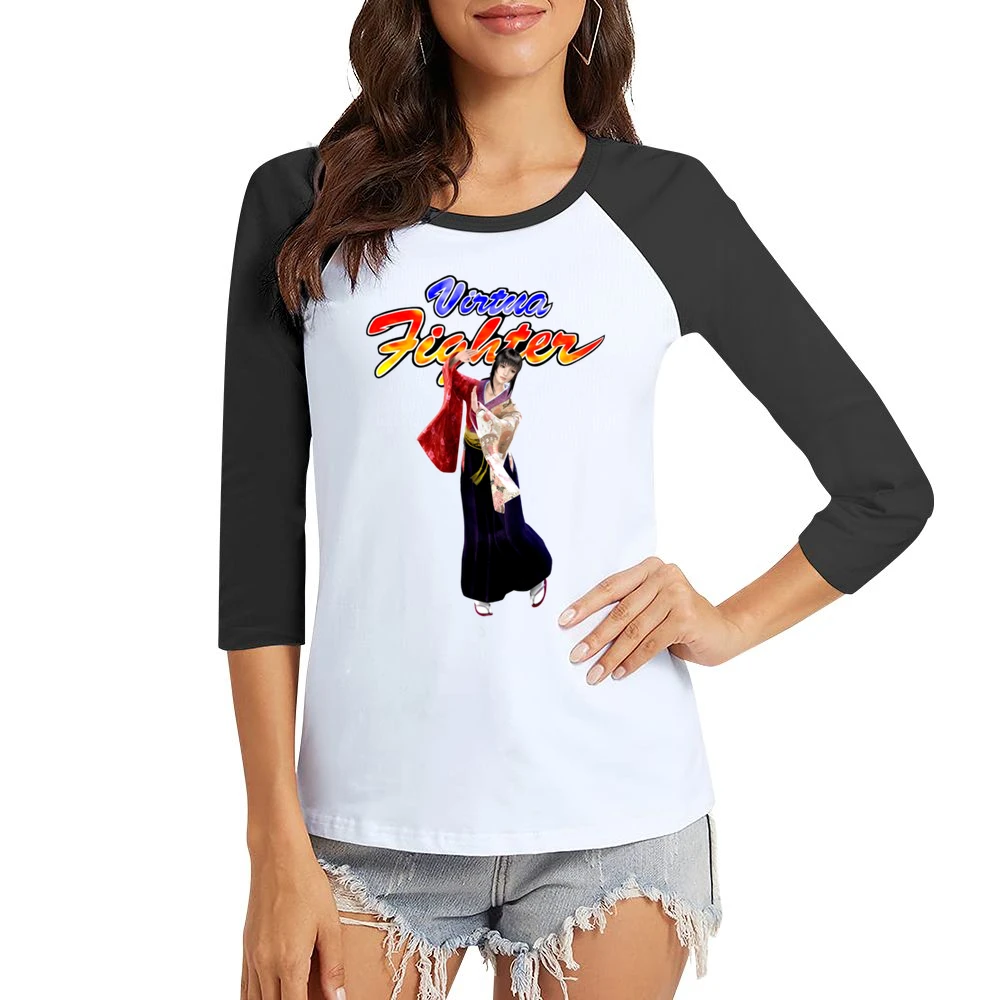 Aoi Umenokoji Virtua Fighter Arcade Fighting Retro Video Game Characte Women Ladies 3-4 Sleeve T-Shirt
