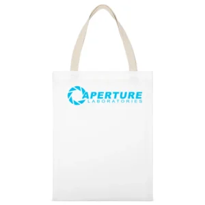 Aperture Laboratories Portal 2 Valve Video Game Nerdy Logo White Canvas Tote Shopping Bag