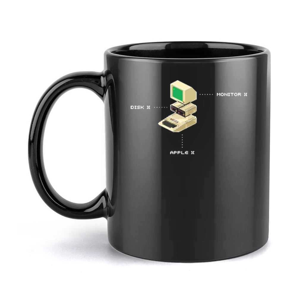Apple 2 Computer Video Game Retro 80s Black Mug