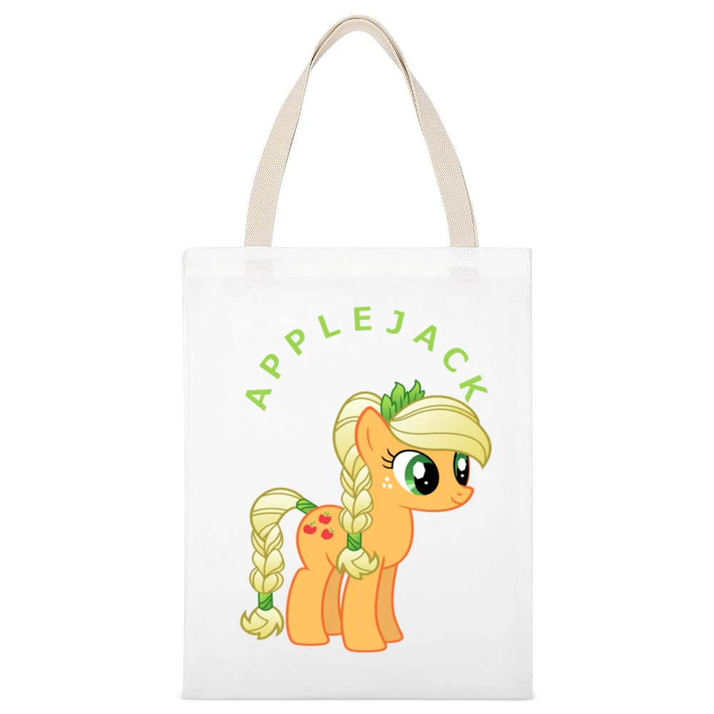Applejack My Little Pony White Canvas Tote Shopping Bag