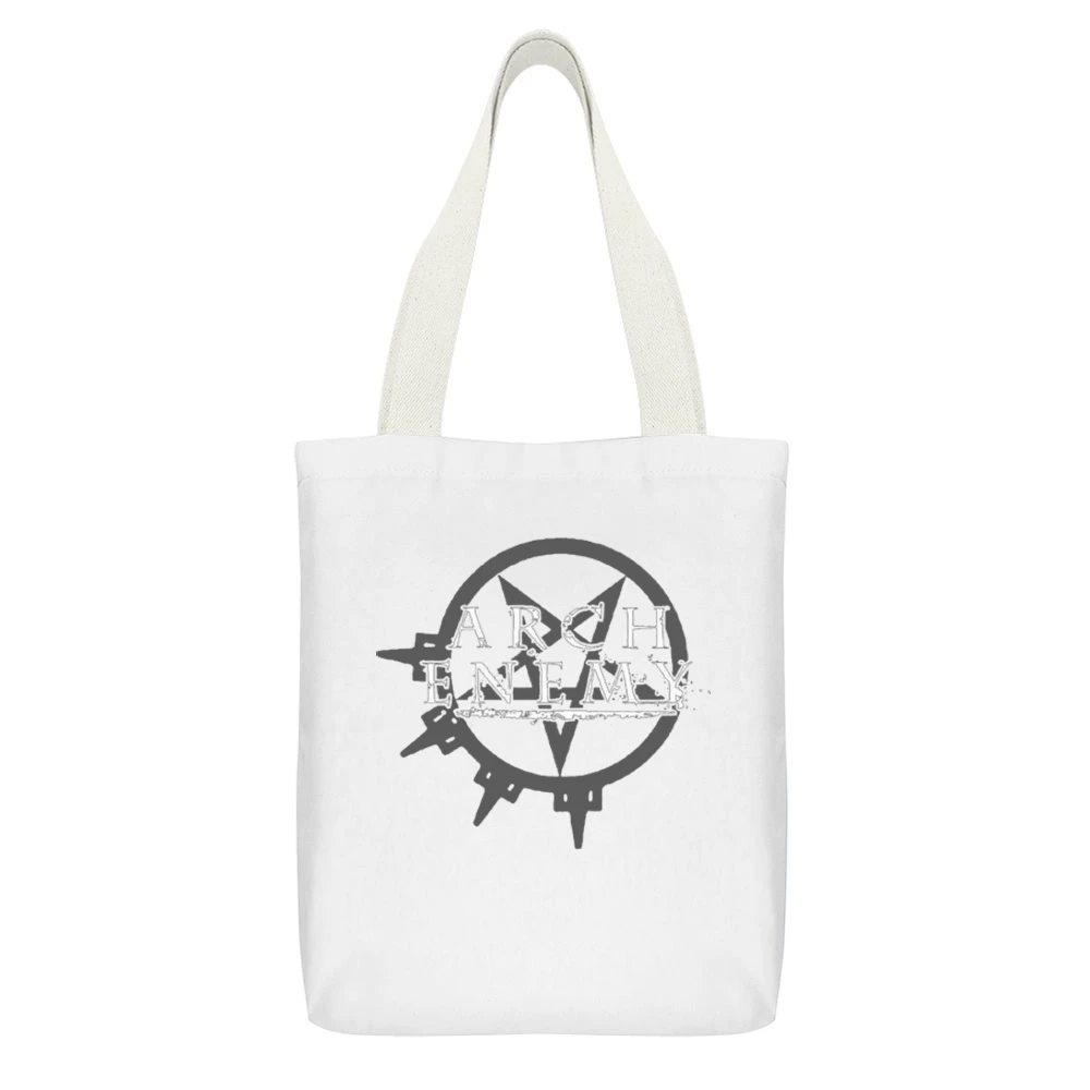 Arch Enemy White Canvas Tote Shopping Bag With Interior Pocket